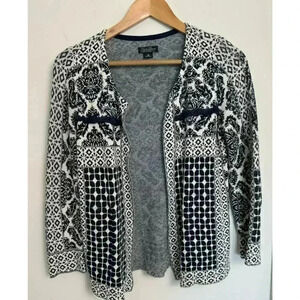Lucky Brand Black and White Patterned Cardigan